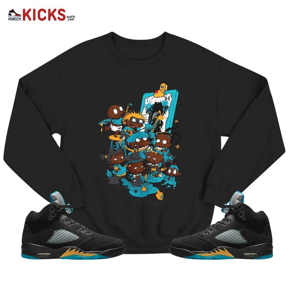 Rugrats Art Sneaker Shirt Match 2023 Retro Aqua 5s, Jordan 5 Aqua MKO T-Shirt Rugrats Art Sneaker Shirt Match 2023 Retro Aqua 5s, Jordan 5 Aqua MKO T-Shirt