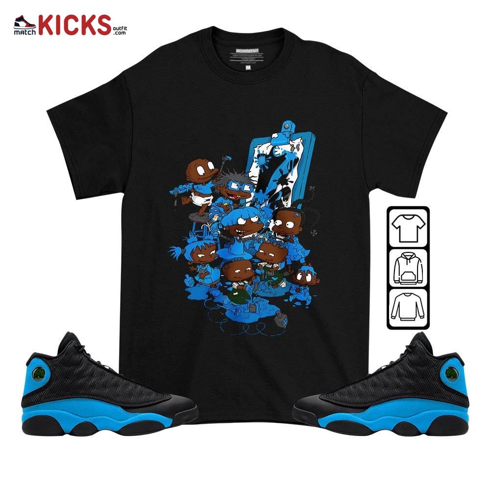 Rugrats Art Sneaker Shirt Match Black University Blue 13s, Jordan 13 Black University Blue 2022 MKO T-Shirt