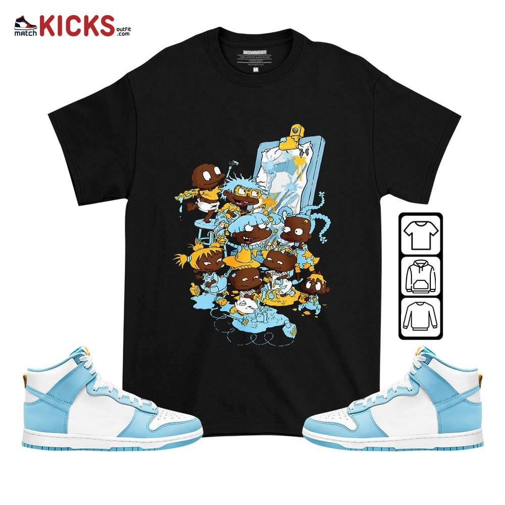Rugrats Art Sneaker Shirt Match Dunk High Blue Chill, Dunk High Homer Simpson MKO T-Shirt