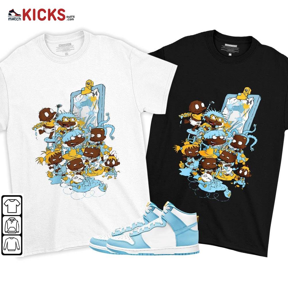 Rugrats Art Sneaker Shirt Match Dunk High Blue Chill, Dunk High Homer Simpson MKO T-Shirt