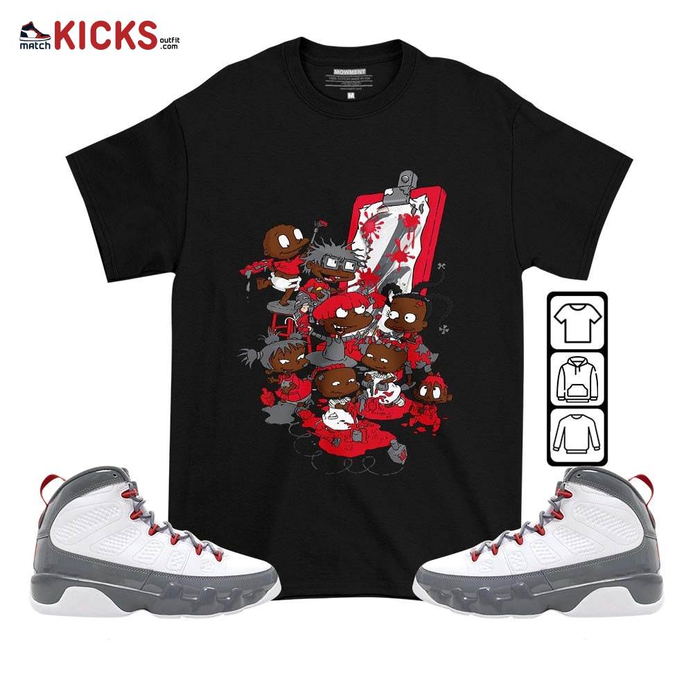 Rugrats Art Sneaker Shirt Match Fire Red 9s, Jordan 9 Retro Fire Red MKO T-Shirt