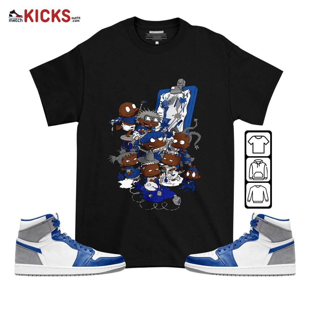 Rugrats Art Sneaker Shirt Match True Blue 1s, Jordan 1 High OG True Blue MKO T-Shirt