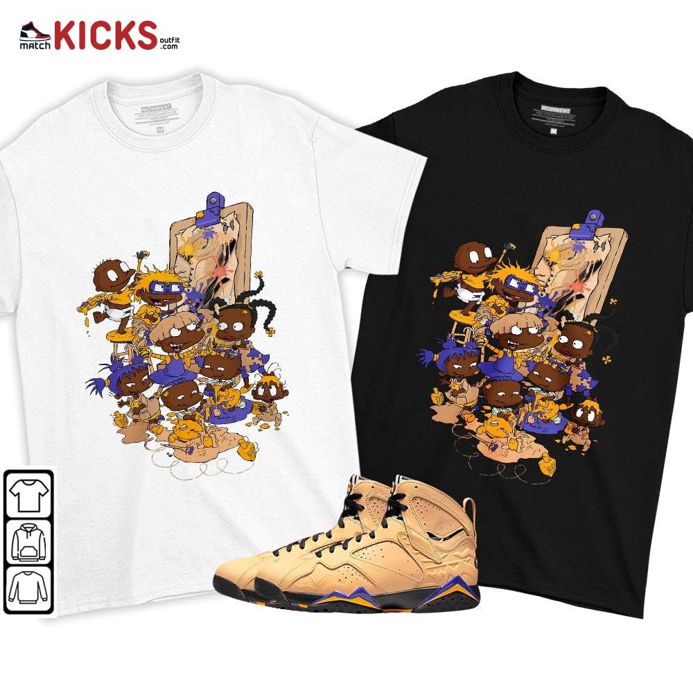 Rugrats Art Sneaker Shirt Match Vachetta Tan 7s, Jordan 7 SE Afrobeats MKO T-Shirt Rugrats Art Sneaker Shirt Match Vachetta Tan 7s, Jordan 7 SE Afrobeats MKO T-Shirt