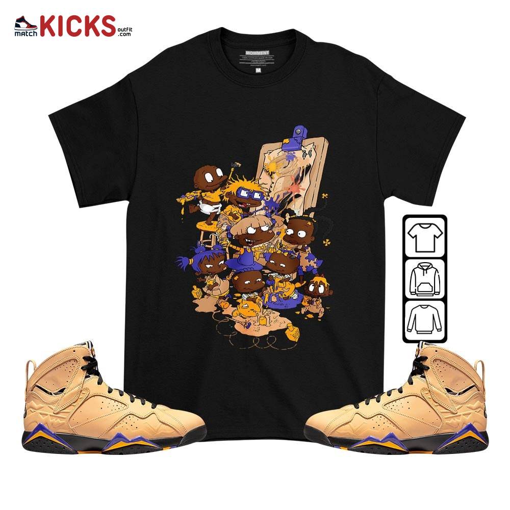 Rugrats Art Sneaker Shirt Match Vachetta Tan 7s, Jordan 7 SE Afrobeats MKO T-Shirt