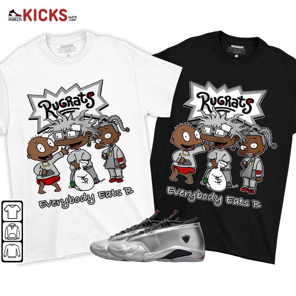 Rugrats Everybody Eats B Sneaker Shirt Match 14 Low Metallic Silver, Jordan 14 Metallic Silver MKO T-Shirt