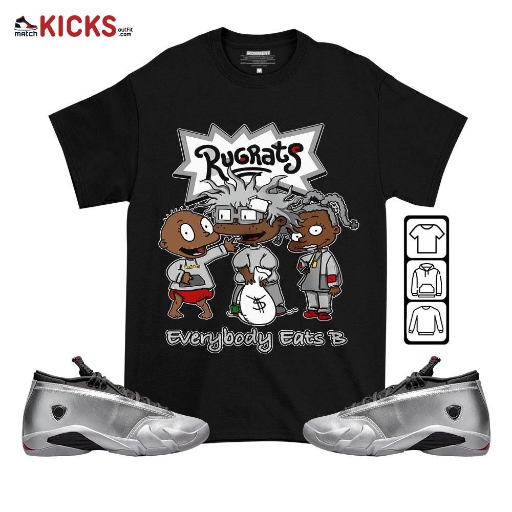 Rugrats Everybody Eats B Sneaker Shirt Match 14 Low Metallic Silver, Jordan 14 Metallic Silver MKO T-Shirt