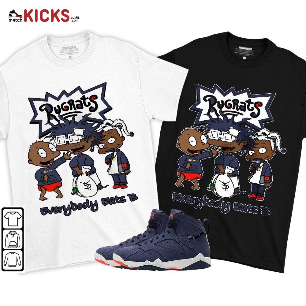 Rugrats Everybody Eats B Sneaker Shirt Match 7 Neutral Indigo, Jordan 7 Quai 54 MKO T-Shirt