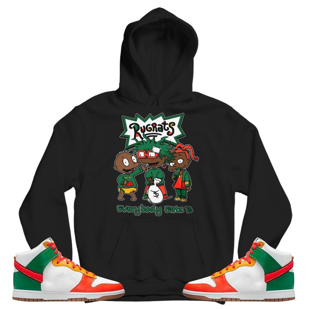 Rugrats Everybody Eats B Sneaker Shirt Match Dunk Hi Retro University Habanero Red, Dunk High Chenille Swoosh MKO T-Shirt