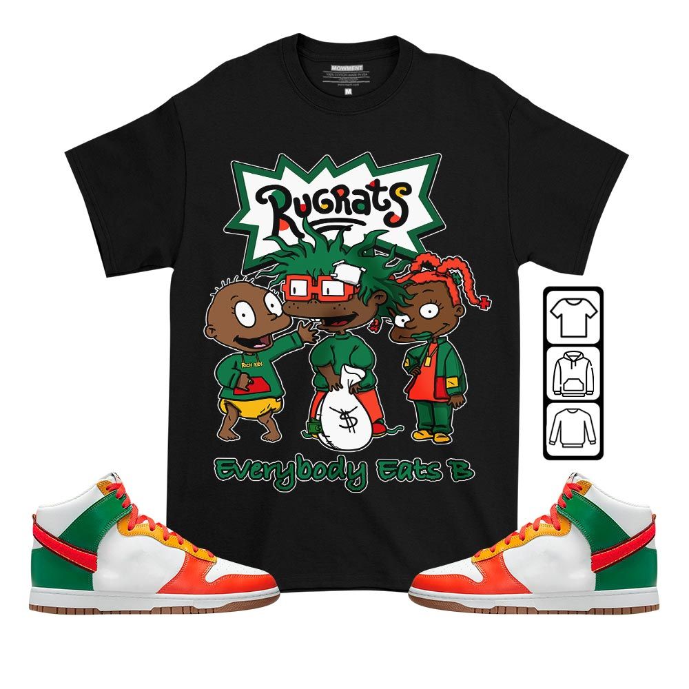 Rugrats Everybody Eats B Sneaker Shirt Match Dunk Hi Retro University Habanero Red, Dunk High Chenille Swoosh MKO T-Shirt Rugrats Everybody Eats B Sneaker Shirt Match Dunk Hi Retro University Habanero Red, Dunk High Chenille Swoosh MKO T-Shirt
