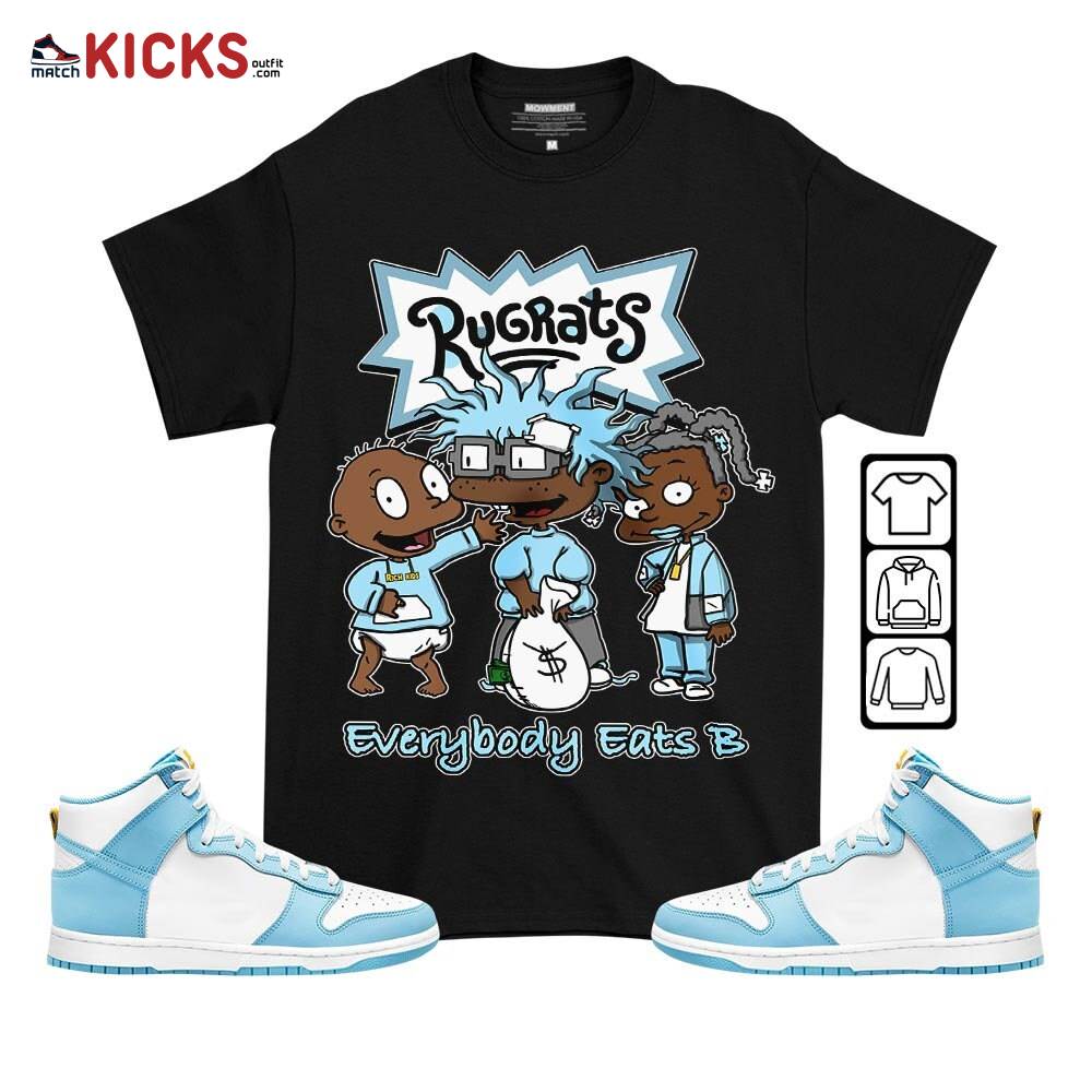 Rugrats Everybody Eats B Sneaker Shirt Match Dunk High Blue Chill, Dunk High Homer Simpson MKO T-Shirt