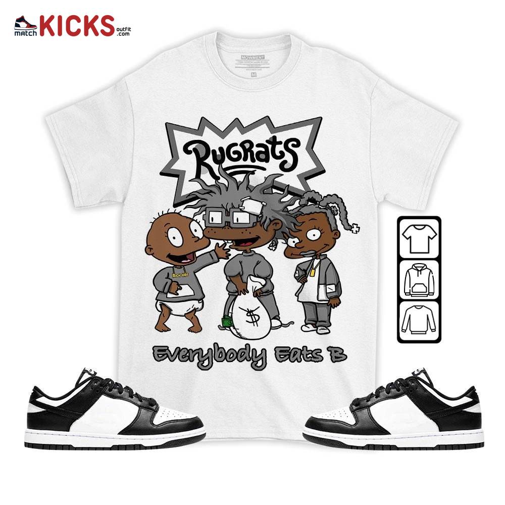 Rugrats Everybody Eats B Sneaker Shirt Match Dunk Panda Black White, Dunk Low Panda 2022 MKO T-Shirt Rugrats Everybody Eats B Sneaker Shirt Match Dunk Panda Black White, Dunk Low Panda 2022 MKO T-Shirt