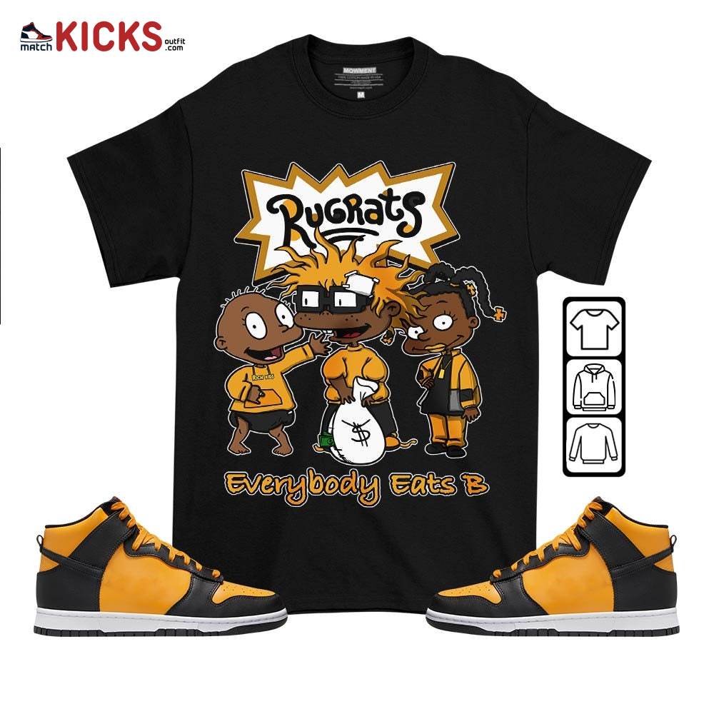 Rugrats Everybody Eats B Sneaker Shirt Match Dunk Reverse Goldenrod, Dunk High Bruce Lee MKO T-Shirt