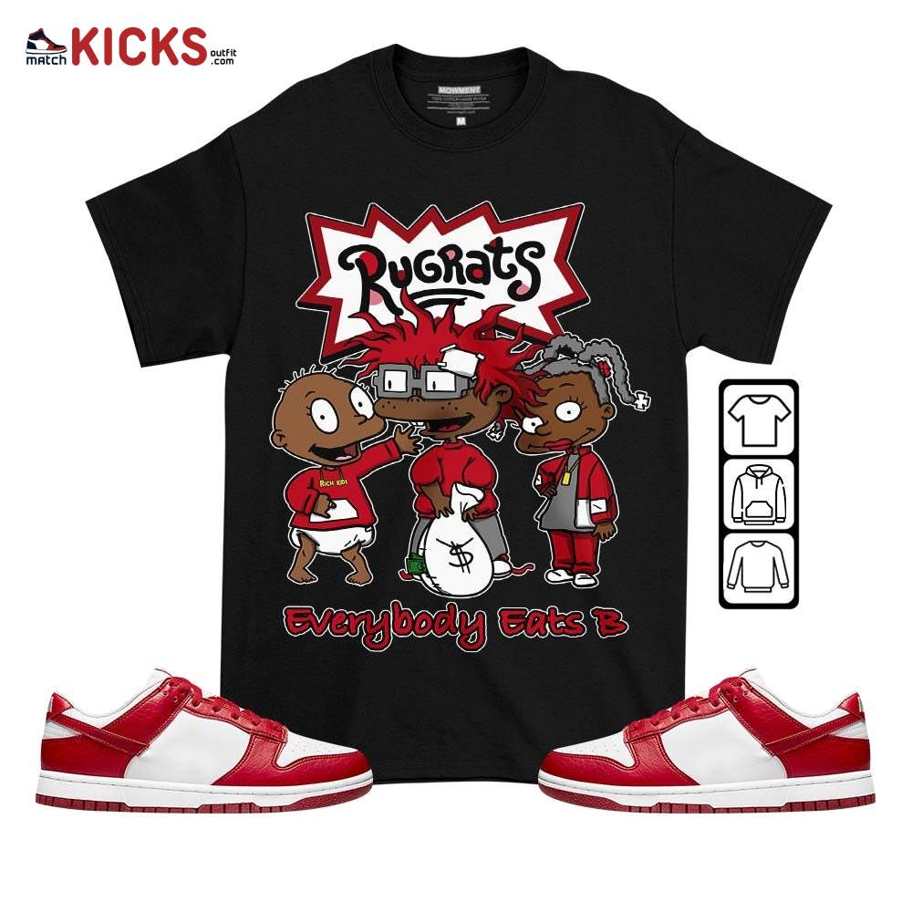 Rugrats Everybody Eats B Sneaker Shirt Match Low Nature White Gym Red, Dunk Low Gym Red MKO T-Shirt