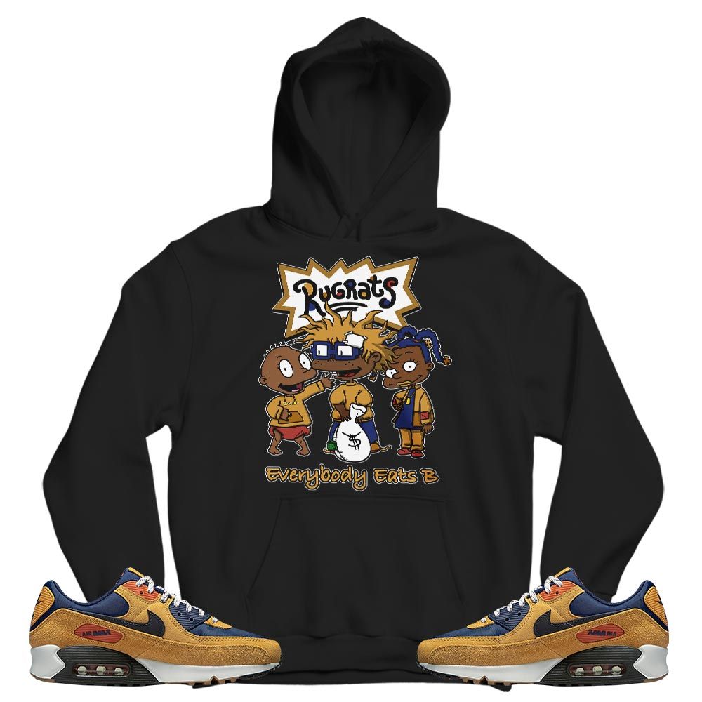 Rugrats Everybody Eats B Sneaker Shirt Match Max 90 Brown Suede, Air Max 90 Nylon Suede MKO T-Shirt