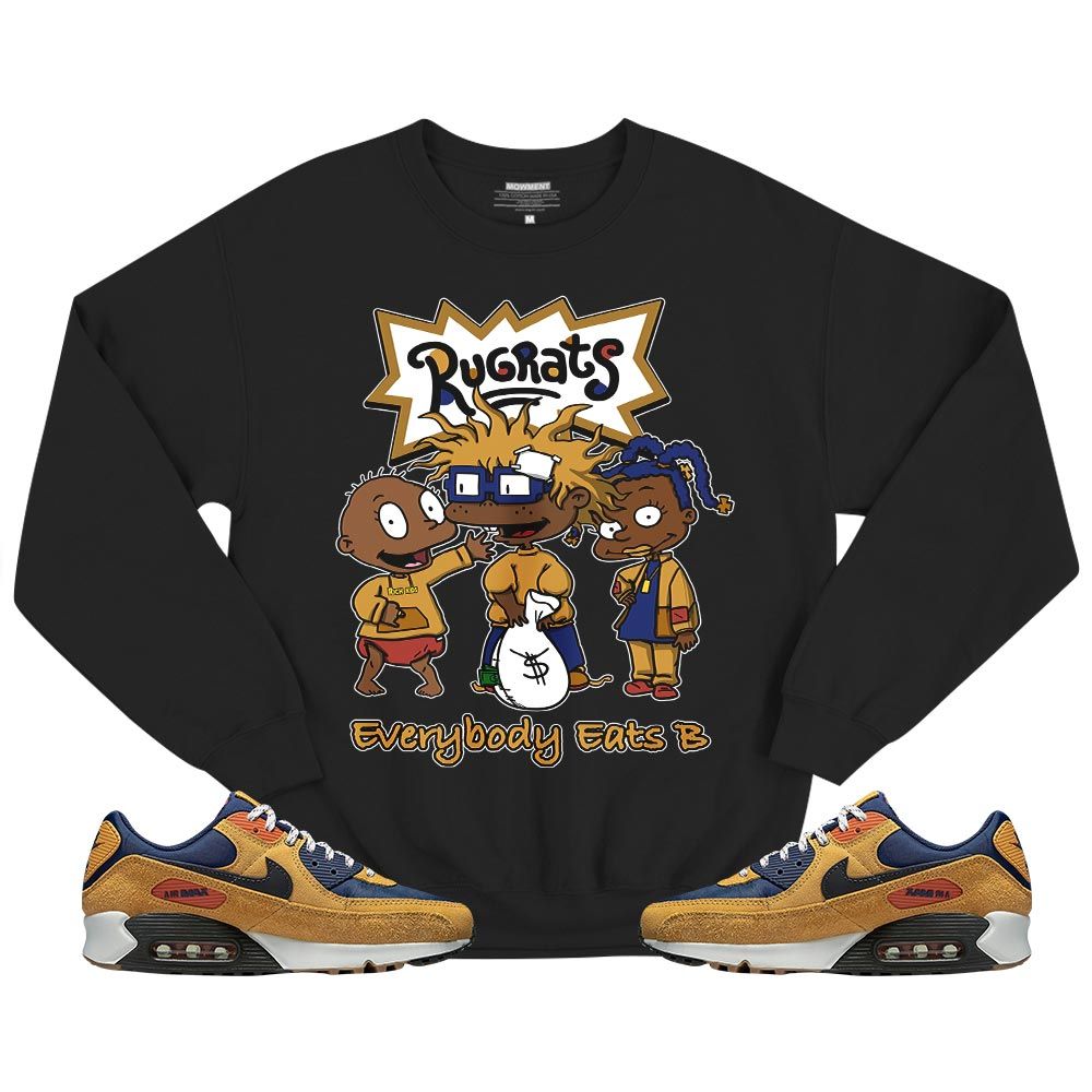 Rugrats Everybody Eats B Sneaker Shirt Match Max 90 Brown Suede, Air Max 90 Nylon Suede MKO T-Shirt Rugrats Everybody Eats B Sneaker Shirt Match Max 90 Brown Suede, Air Max 90 Nylon Suede MKO T-Shirt