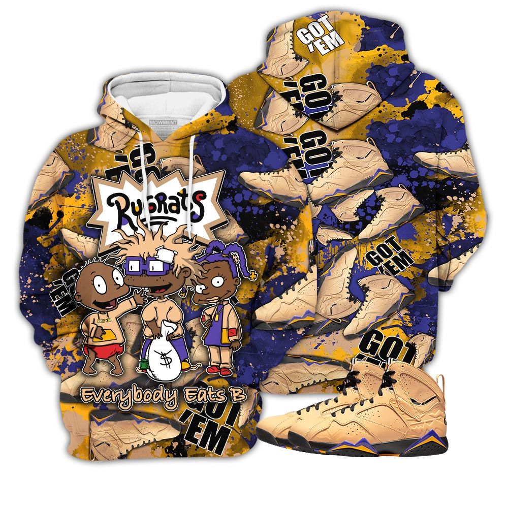 Rugrats Everybody Eats B Sneaker Shirt Match Retro Vachetta Tan 7S, Jordan 7 Se Afrobeats Hoodie Sweatshirt Tee All Over Print MKO Shirt