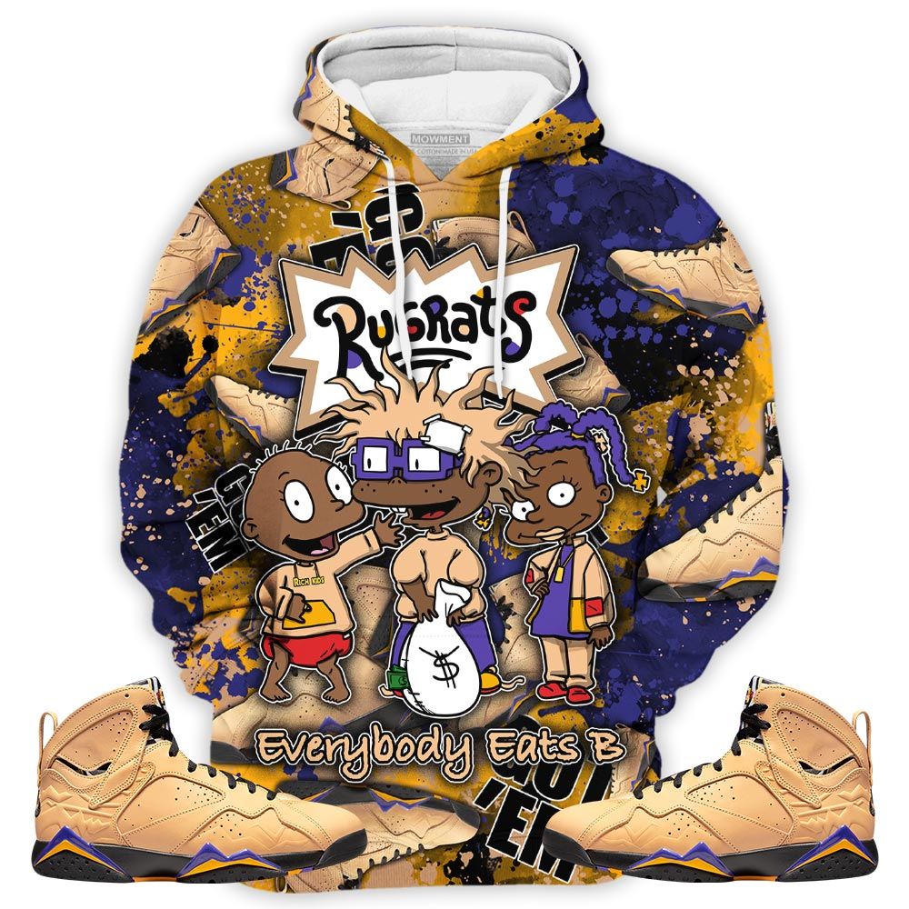 Rugrats Everybody Eats B Sneaker Shirt Match Retro Vachetta Tan 7S, Jordan 7 Se Afrobeats Hoodie Sweatshirt Tee All Over Print MKO Shirt