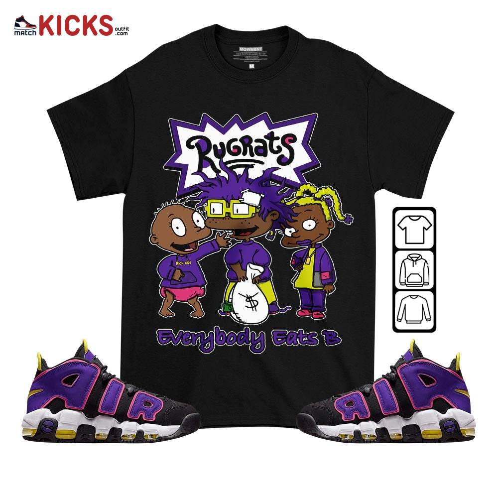 Rugrats Everybody Eats B Sneaker Shirt Match Uptempo Black Multi Color, Air More Uptempo Black Court Purple MKO T-Shirt