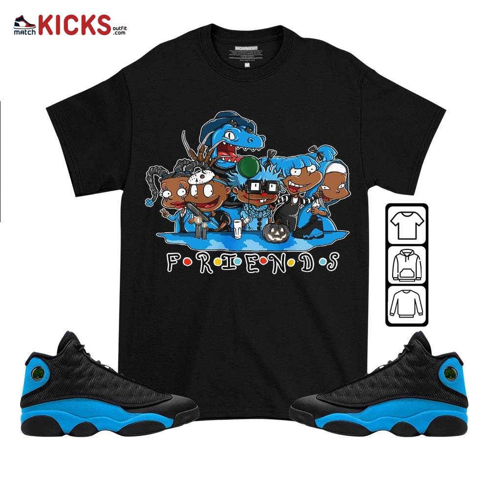 Rugrats Friends Horror Sneaker Shirt Match Black University Blue 13s, Jordan 13 Black University Blue 2022 MKO T-Shirt