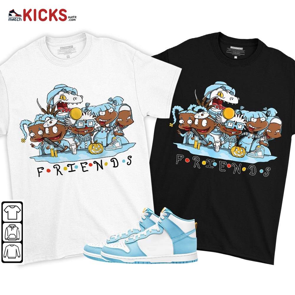 Rugrats Friends Horror Sneaker Shirt Match Dunk High Blue Chill, Dunk High Homer Simpson MKO T-Shirt