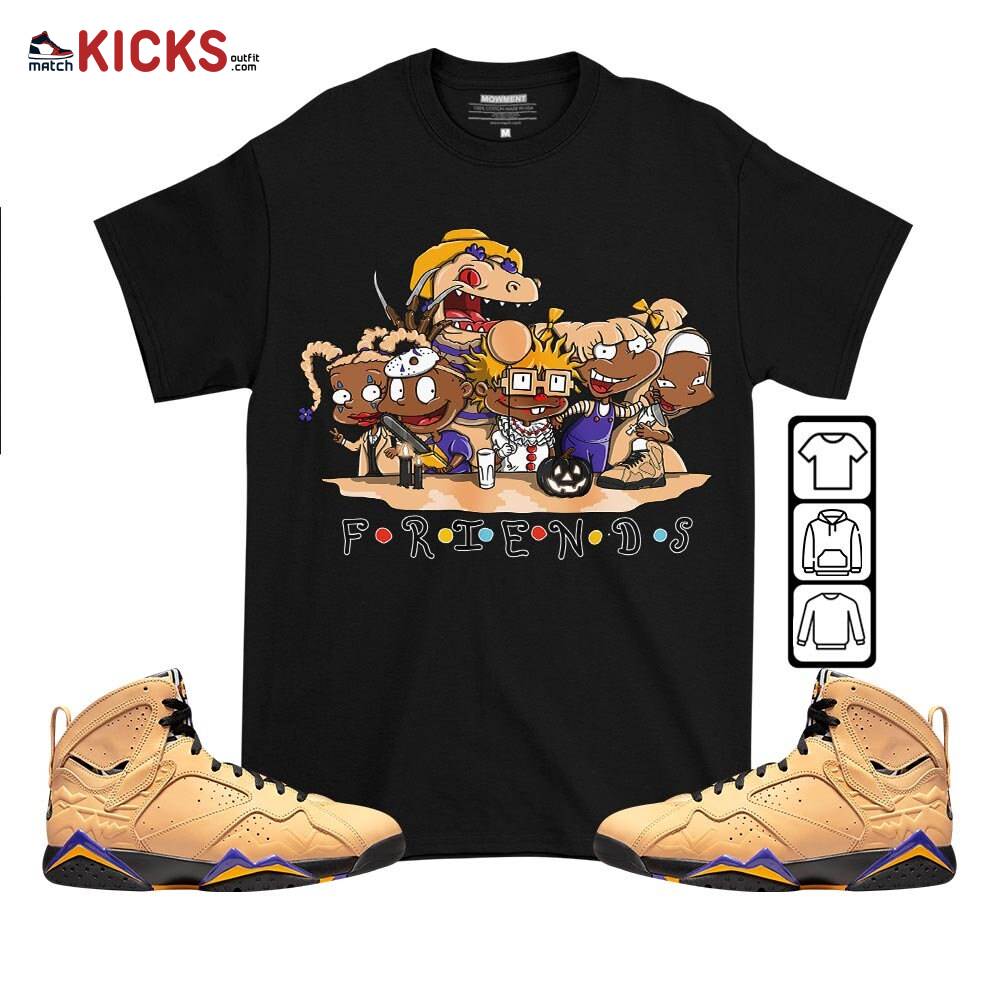 Rugrats Friends Horror Sneaker Shirt Match Vachetta Tan 7s, Jordan 7 SE Afrobeats MKO T-Shirt