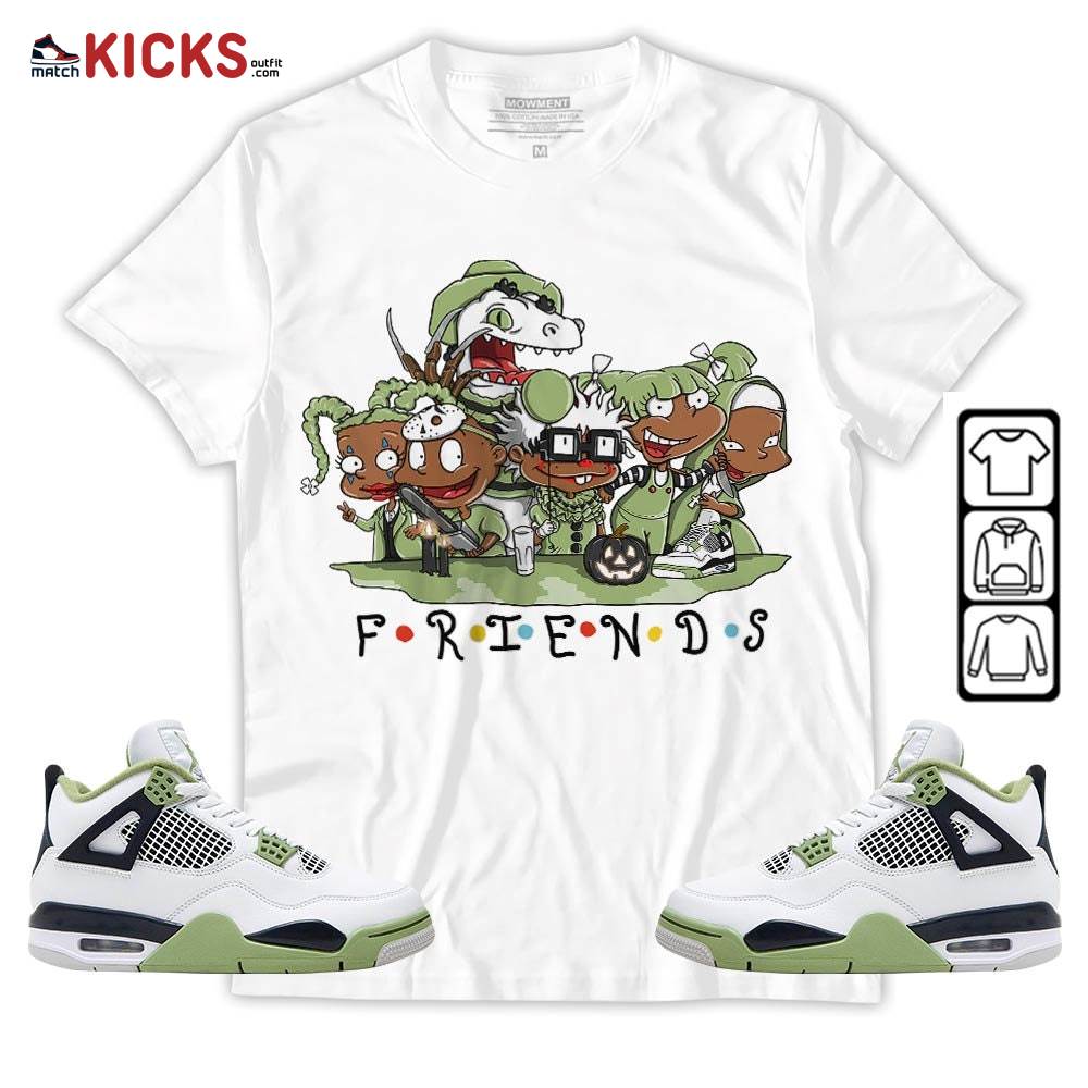 Rugrats Friends Sneaker Shirt Match Retro Oil Green 4s, Jordan 4 Oil Green MKO Hoodie