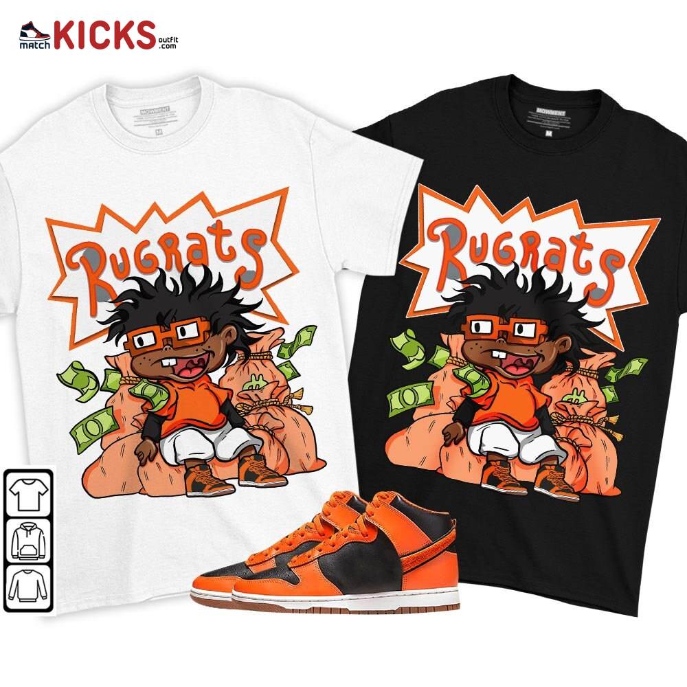 Rugrats In The Bag Sneaker Shirt Match Dunk Black Orange, Dunk High GS Safety Orange MKO T-Shirt Rugrats In The Bag Sneaker Shirt Match Dunk Black Orange, Dunk High GS Safety Orange MKO T-Shirt