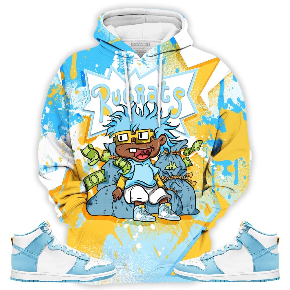 Rugrats In The Bag Sneaker Shirt Match Dunk High Blue Chill, Dunk High Homer Simpson Hoodie Sweatshirt Tee All Over Print MKO Shirt