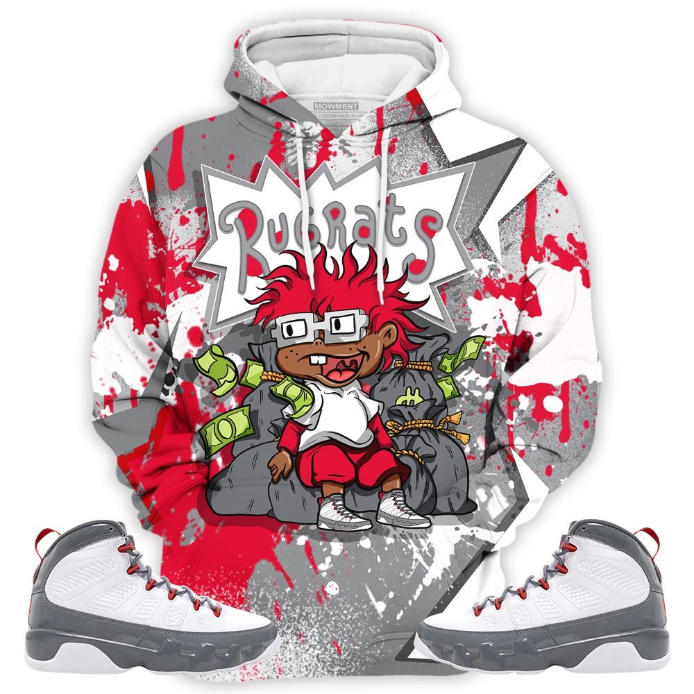 Rugrats In The Bag Sneaker Shirt Match Fire Red 9S, Jordan 9 Retro Fire Red Hoodie Sweatshirt Tee All Over Print MKO Shirt
