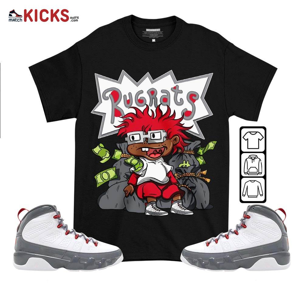Rugrats In The Bag Sneaker Shirt Match Fire Red 9s, Jordan 9 Retro Fire Red MKO T-Shirt