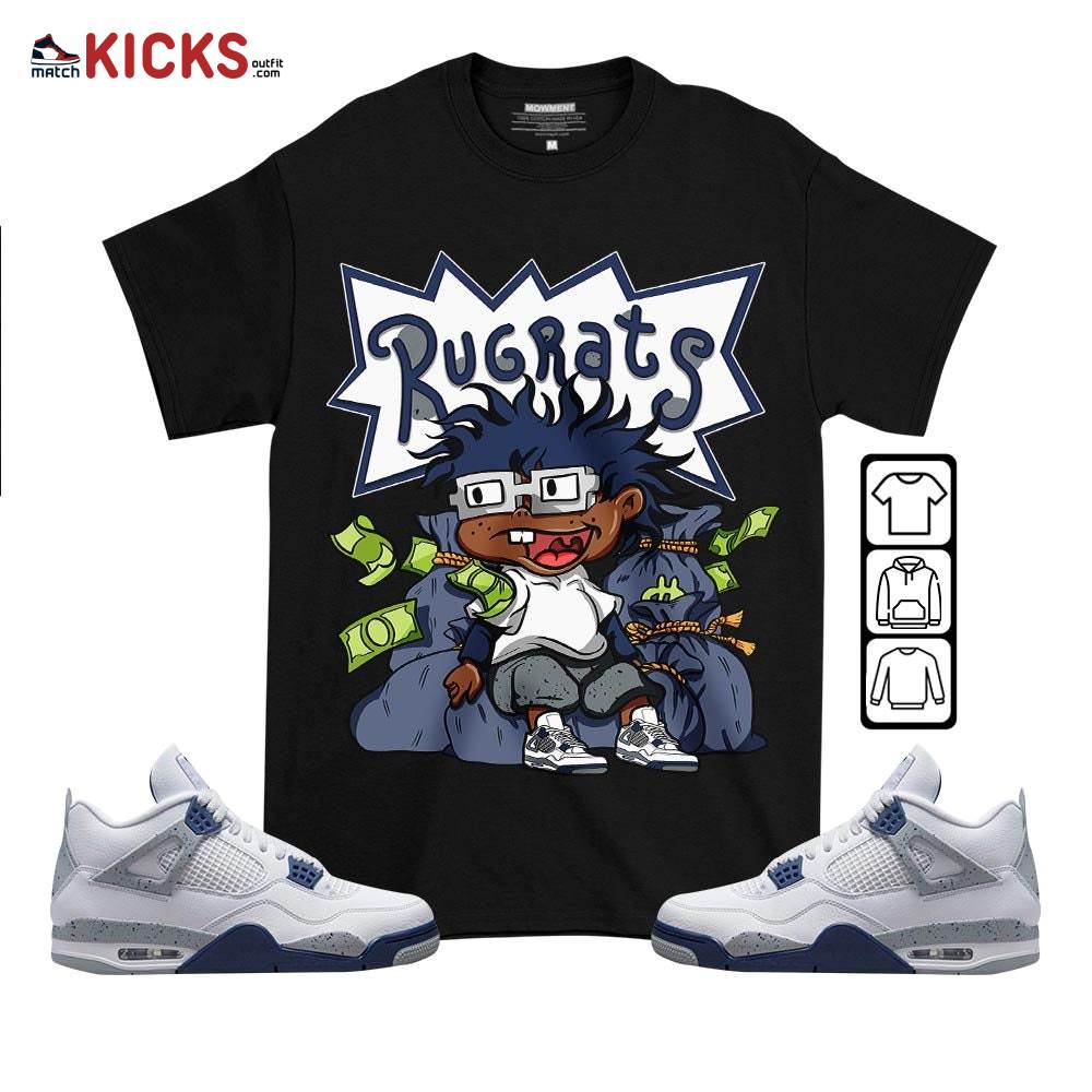 Rugrats In The Bag Sneaker Shirt Match Midnight Navy 4s, Jordan 4 Retro Midnight Navy MKO T-Shirt