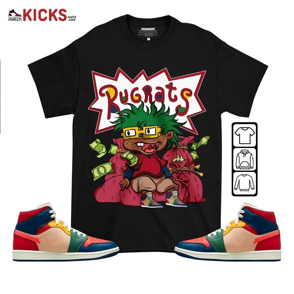 Rugrats In The Bag Sneaker Shirt Match Multi Color 2022 1s, Jordan 1 Mid Multi Color 2022 MKO T-Shirt Rugrats In The Bag Sneaker Shirt Match Multi Color 2022 1s, Jordan 1 Mid Multi Color 2022 MKO T-Shirt