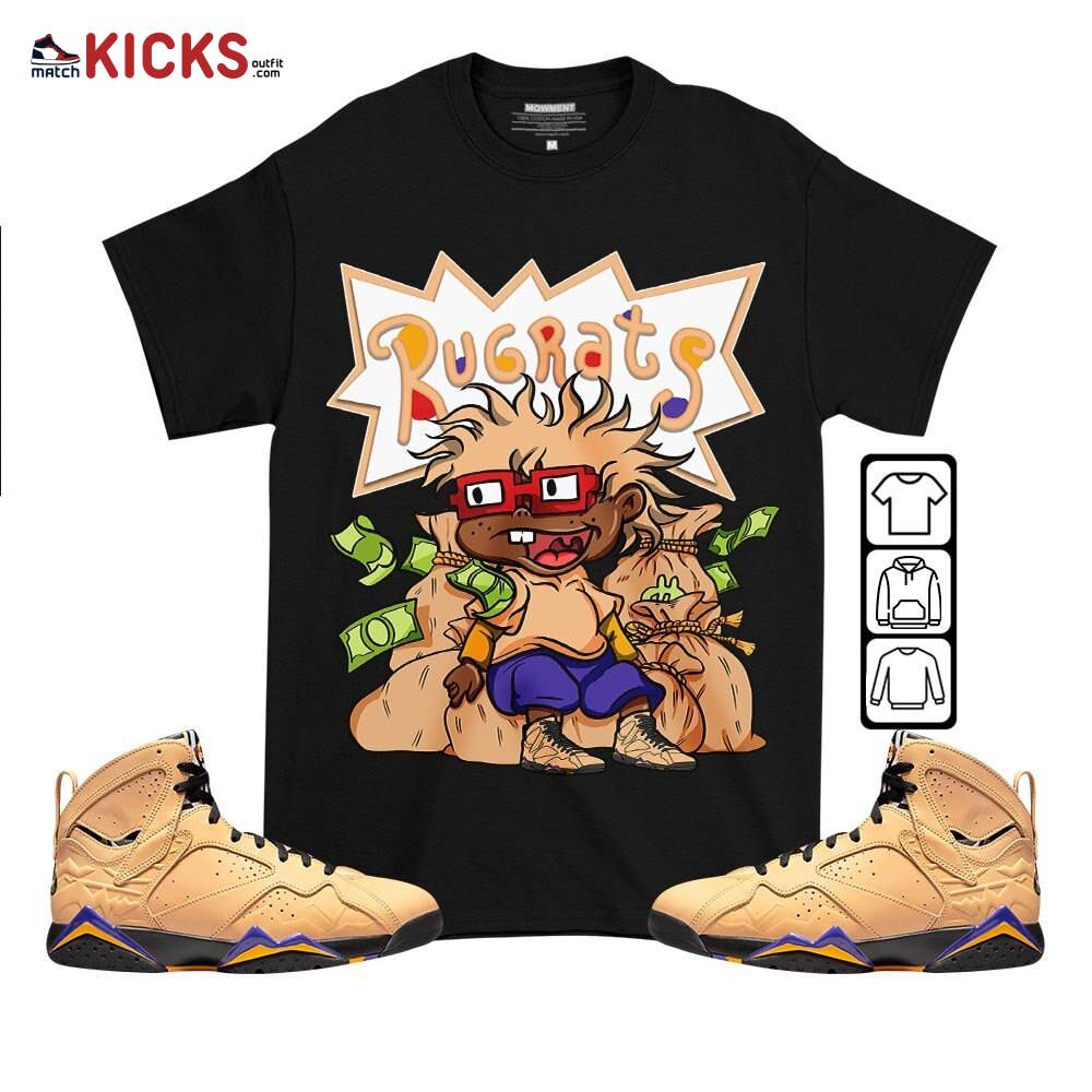 Rugrats In The Bag Sneaker Shirt Match Vachetta Tan 7s, Jordan 7 SE Afrobeats MKO T-Shirt