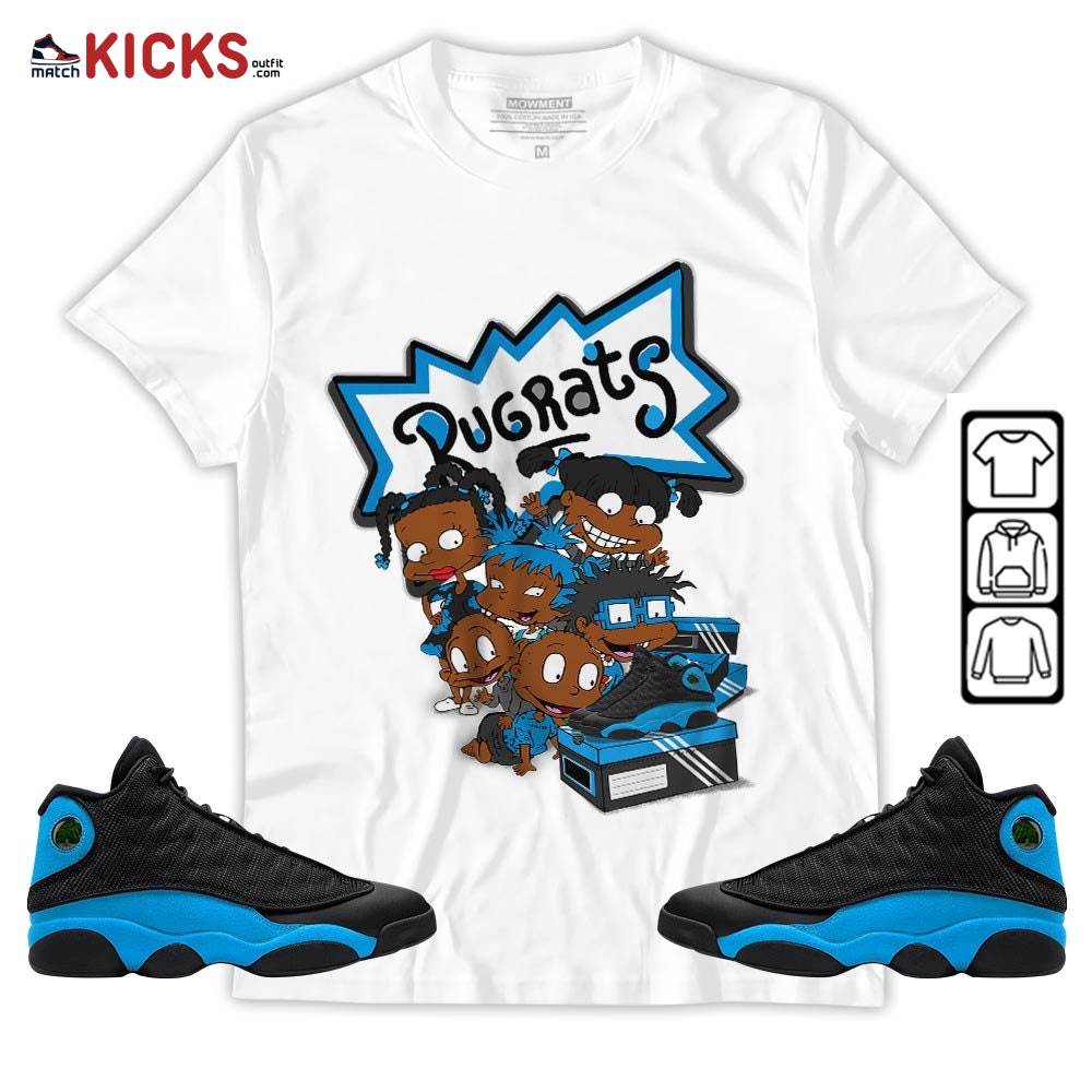 Rugrats Kids Sneaker Shirt Match Black University Blue 13s, Jordan 13 Black University Blue 2022 MKO Hoodie