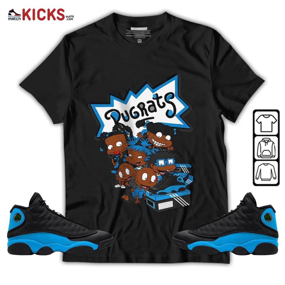 Rugrats Kids Sneaker Shirt Match Black University Blue 13s, Jordan 13 Black University Blue 2022 MKO T-Shirt