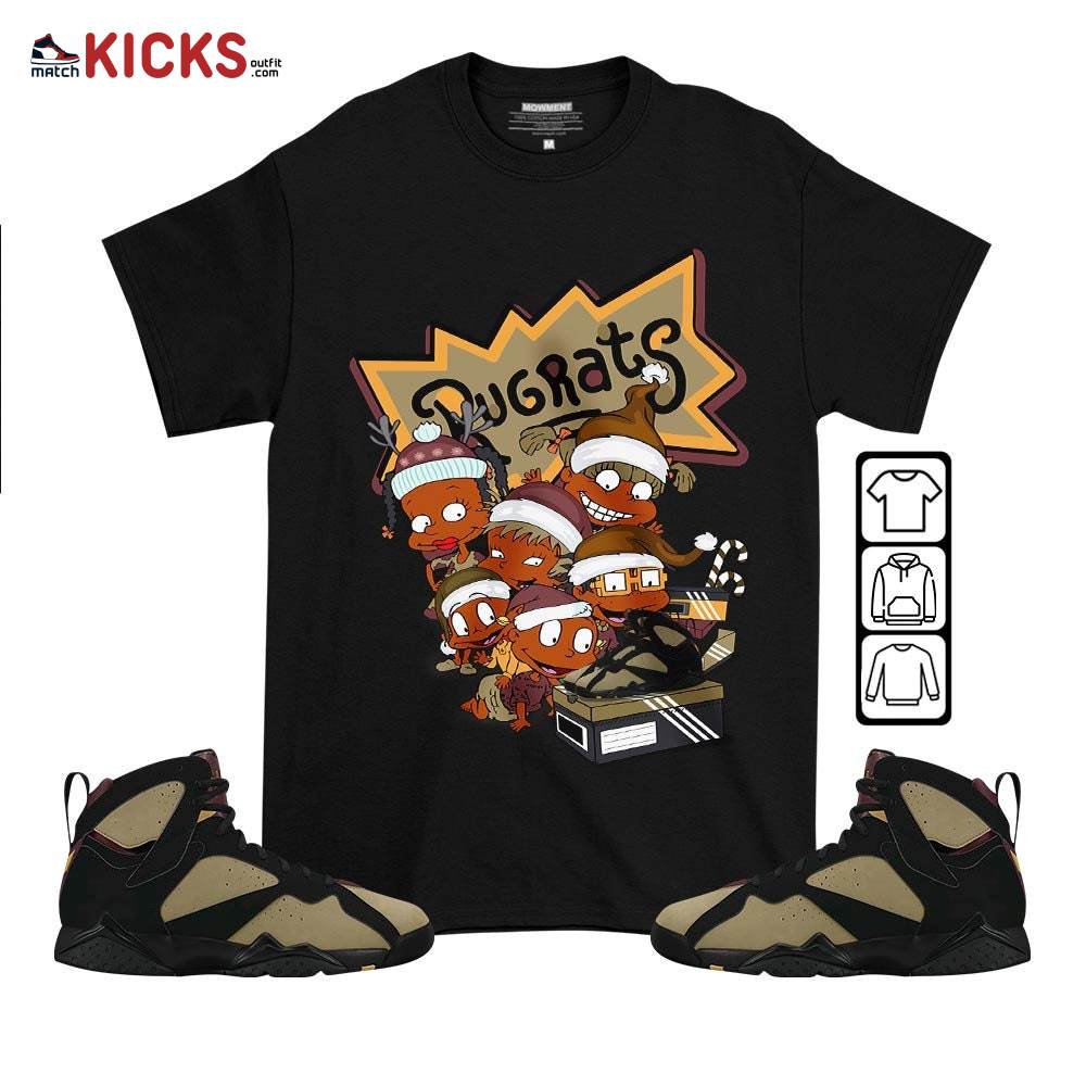 Rugrats Kids Xmas Sneaker Shirt Match Black Cherrywood 7s, Jordan 7 Black Olive MKO T-Shirt
