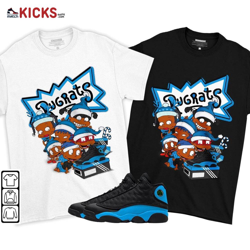 Rugrats Kids Xmas Sneaker Shirt Match Black University Blue 13s, Jordan 13 Black University Blue 2022 MKO T-Shirt Rugrats Kids Xmas Sneaker Shirt Match Black University Blue 13s, Jordan 13 Black University Blue 2022 MKO T-Shirt