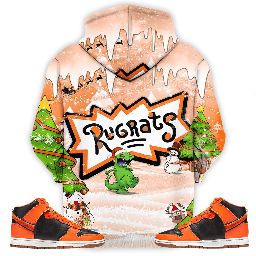 Rugrats Kids Xmas Sneaker Shirt Match Dunk Black Orange, Dunk High Gs Safety Orange Hoodie Sweatshirt Tee All Over Print MKO Shirt