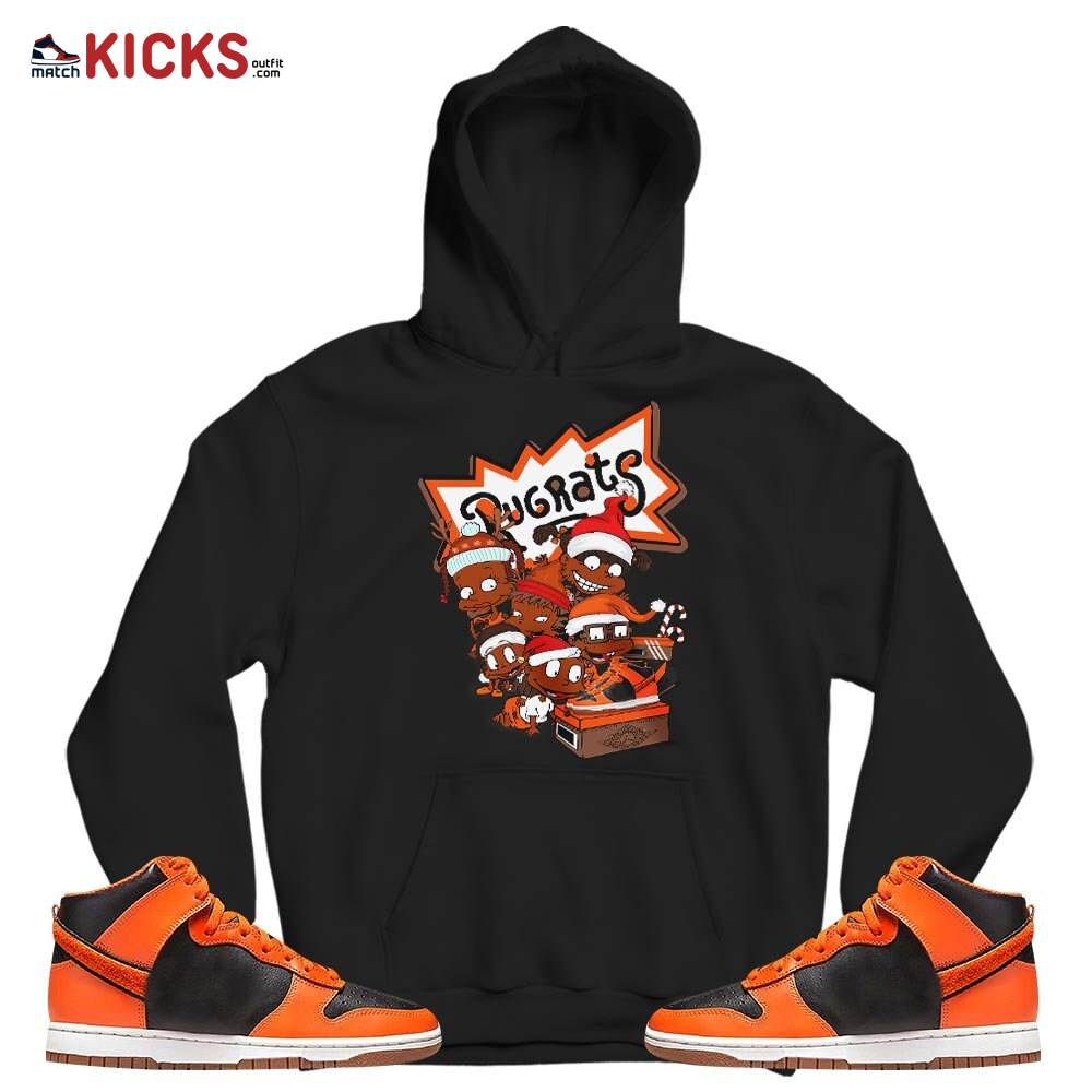 Rugrats Kids Xmas Sneaker Shirt Match Dunk Black Orange, Dunk High GS Safety Orange MKO T-Shirt Rugrats Kids Xmas Sneaker Shirt Match Dunk Black Orange, Dunk High GS Safety Orange MKO T-Shirt