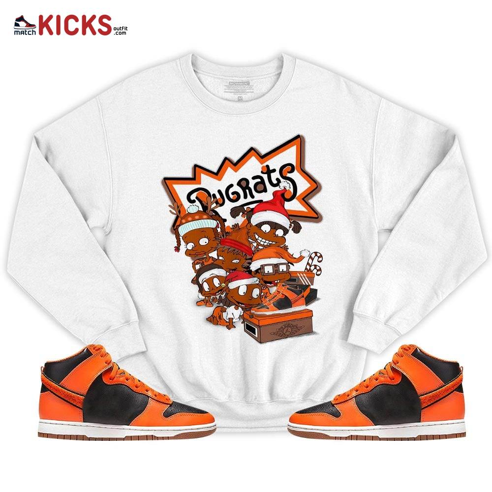 Rugrats Kids Xmas Sneaker Shirt Match Dunk Black Orange, Dunk High GS Safety Orange MKO T-Shirt Rugrats Kids Xmas Sneaker Shirt Match Dunk Black Orange, Dunk High GS Safety Orange MKO T-Shirt