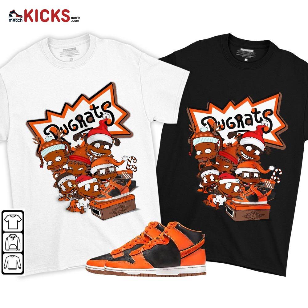 Rugrats Kids Xmas Sneaker Shirt Match Dunk Black Orange, Dunk High GS Safety Orange MKO T-Shirt Rugrats Kids Xmas Sneaker Shirt Match Dunk Black Orange, Dunk High GS Safety Orange MKO T-Shirt
