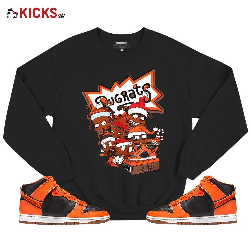 Rugrats Kids Xmas Sneaker Shirt Match Dunk Black Orange, Dunk High GS Safety Orange MKO T-Shirt Rugrats Kids Xmas Sneaker Shirt Match Dunk Black Orange, Dunk High GS Safety Orange MKO T-Shirt