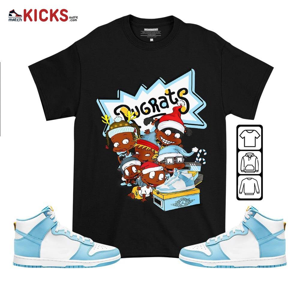 Rugrats Kids Xmas Sneaker Shirt Match Dunk High Blue Chill, Dunk High Homer Simpson MKO T-Shirt