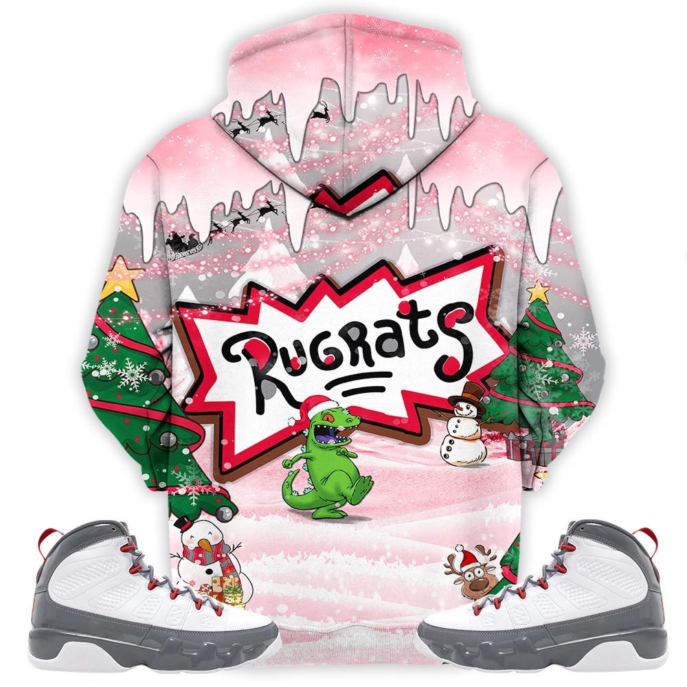 Rugrats Kids Xmas Sneaker Shirt Match Fire Red 9S, Jordan 9 Retro Fire Red Hoodie Sweatshirt Tee All Over Print MKO Shirt