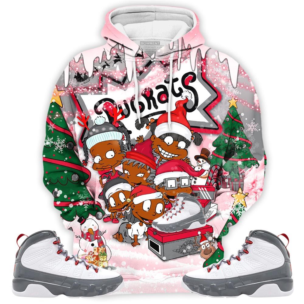 Rugrats Kids Xmas Sneaker Shirt Match Fire Red 9S, Jordan 9 Retro Fire Red Hoodie Sweatshirt Tee All Over Print MKO Shirt