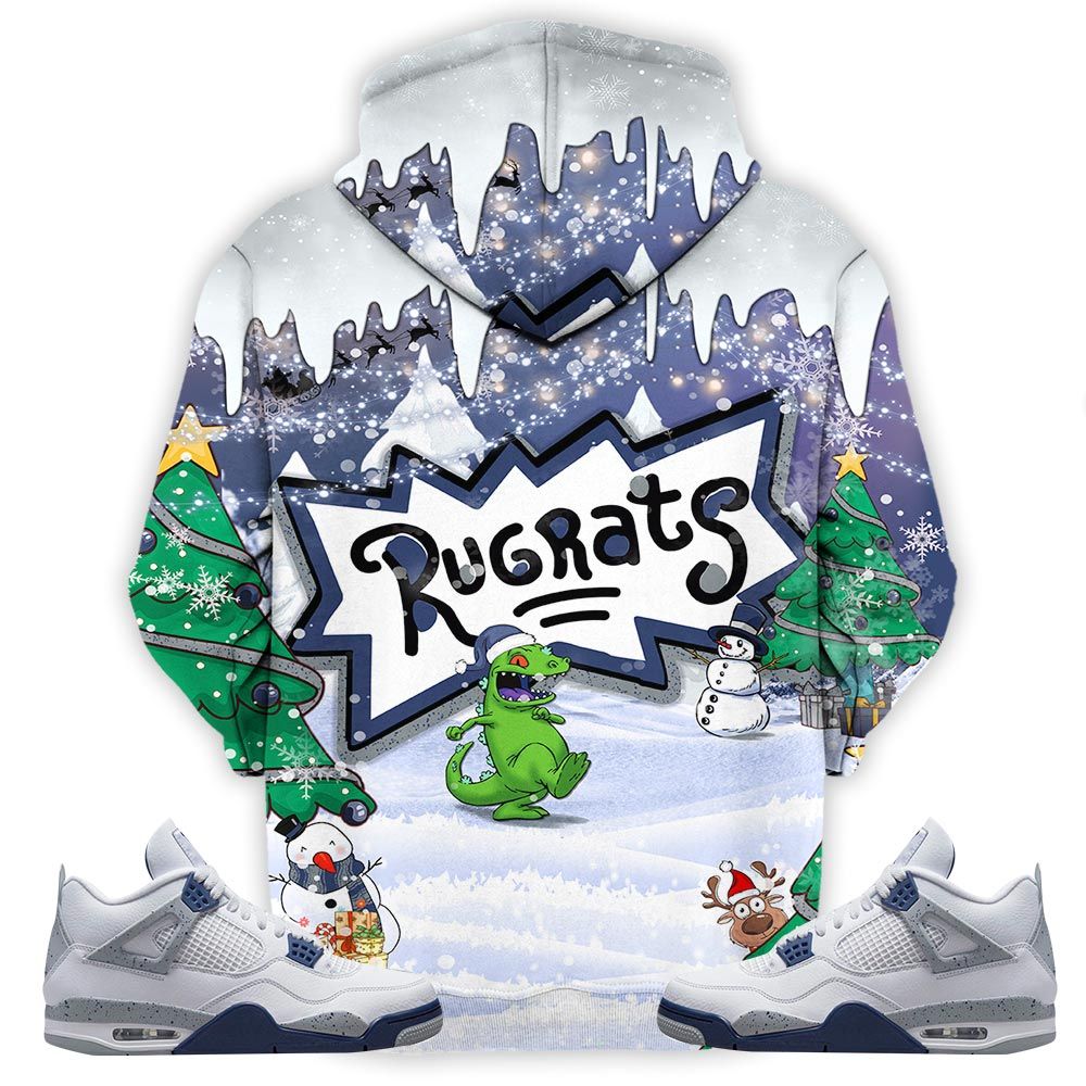 Rugrats Kids Xmas Sneaker Shirt Match Midnight Navy 4S, Jordan 4 Retro Midnight Navy Hoodie Sweatshirt Tee All Over Print MKO Shirt
