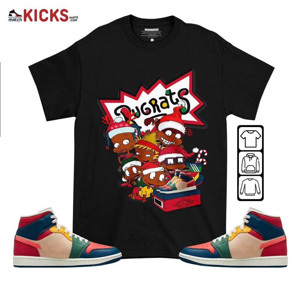 Rugrats Kids Xmas Sneaker Shirt Match Multi Color 2022 1s, Jordan 1 Mid Multi Color 2022 MKO T-Shirt