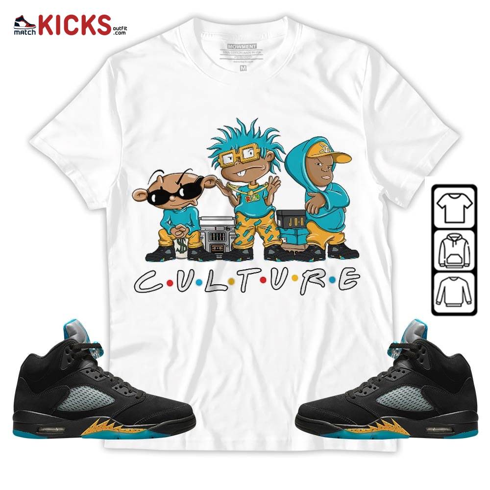 Rugrats KND BeBe Kids Sneaker Shirt Match 2023 Retro Aqua 5s, Jordan 5 Aqua MKO Sweatshirt