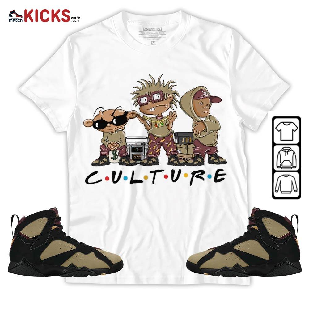 Rugrats KND BeBe Kids Sneaker Shirt Match Black Cherrywood 7s, Jordan 7 Black Olive MKO Hoodie