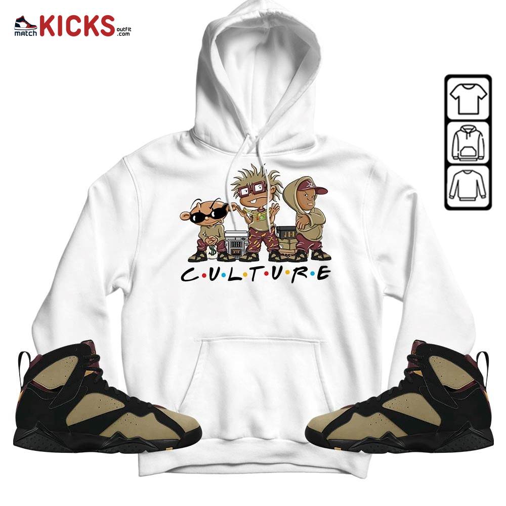 Rugrats KND BeBe Kids Sneaker Shirt Match Black Cherrywood 7s, Jordan 7 Black Olive MKO Hoodie
